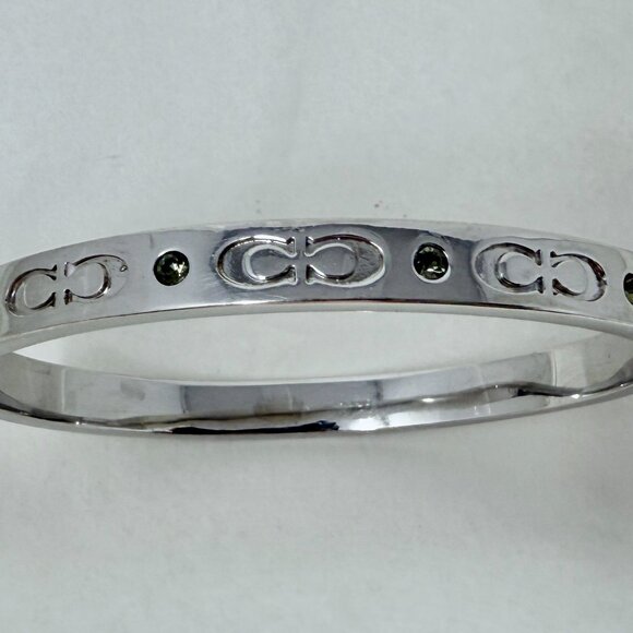 authentic Coach Signature “C” Hinged Bangle Bracelet, silver-tone metal - Picture 5 of 7